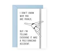 CENTRAL 23 Carte de rétablissement « Get Well Soon » - Accident de pole dance - Carte de récupération humoristique pour amis, collègues, sœur, meilleures amies, femmes, filles - Livré avec des