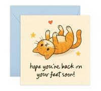 CENTRAL 23 Carte de rétablissement « Hope You're Back On Your Feet Soon » Chat orange ludique - Feel Better Soon Post Operation Speedy Recovery - Pour amis, famille, collègues - Livré avec
