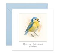 CENTRAL 23 Carte de rétablissement « Hope You're Feeling Chirpy Again Soon » Oiseau aquarelle - Feel Better Soon Post Operation Speedy Recovery - Pour amis, famille, collègues - Livré avec des