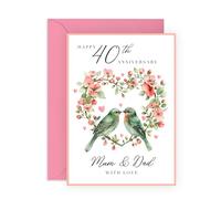 Central 23 Carte de vœux - « 40e anniversaire de mariage maman papa » - Parfait pour célébrer 40 ans d'amour et d'engagement - Idéal pour marquer un anniversaire de rubis avec joie sincère - Livré