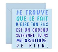 Central 23 Carte Fête des Mères - Être ton fils est déjà un cadeau - Carte fils pour maman - Message tendre - Design typographie moderne - Cadeau pour maman - Carte avec autocollants