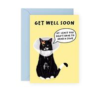 CENTRAL 23 Carte « Get Well Soon » - Carte « Feel Better Soon » - Carte amusante pour maman chat - Carte « Cheer Up » - Encre végétalienne - Livrée avec des autocollants amusants