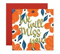 Central 23 Carte « We Will Miss You » - Leaving Farewell Goodbye - Fleurs de coquelicot - Changement d'emploi pour un ami, un collègue, un patron, un enseignant, une femme et un homme - Cartes de vœux