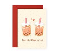 Central 23 Cartes d'anniversaire amusantes pour filles et garçons - Happy Birthday Cut Tea - Puns de nourriture asiatique Boba - Cartes de vœux mignonnes pour fille, petit-fils, petite amie - Livré