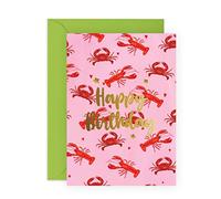 Central 23 Cartes d'anniversaire pour elle, lui, pour maman, papa, hommes et femmes, homards, rouge, rose, livrées avec des autocollants amusants, fabriquées au Royaume-Uni, encre végétalienne