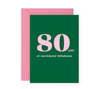 Central 23 Cartes d'anniversaire pour grand-mère pour ses 80 ans - Quatre-vingts et putain de fabuleux - Cadeaux pour femmes pour un joyeux 80e anniversaire - Design minimaliste et moderne vert