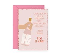 Central 23 Cartolina Auguri Amica Donna Bere Vino Divertente Cheeky Mamma Sorella Zia Spiritoso Idea Regalo Con Adesivi Di