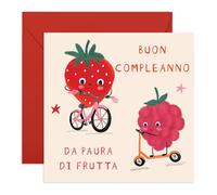 Central 23 Cartolina Auguri Fragola Berry Nipote Figlia Bambini Cugina Fidanzata Bicycle Rides Simpatica Idea Regalo Con Adesivi Di