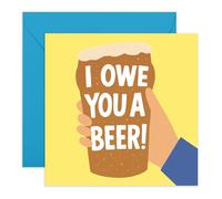 CENTRAL 23 Congratulations - « I Owe You A Beer » - Verre à bière - Pour amis, frère, papa, oncle, mari, hommes - Toutes les occasions - Livré avec des autocollants