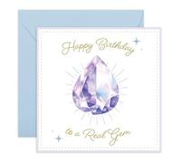 CENTRAL 23 Élégante carte d'anniversaire - « Happy Birthday To A Real Gem » en cristal - Pour femme, maman, grand-mère, amie, sœur, épouse - Joli look pailleté - Livré avec des autocollants