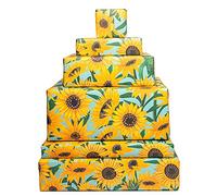 Central 23 - Feuilles de papier d'emballage de fleurs - Tournesols - Papier d'emballage bleu et jaune - 6 feuilles - Pour femmes Hommes Anniversaires Enfants - Recyclable