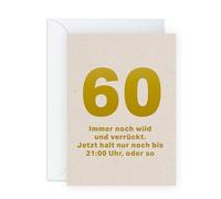 Central 23 Geburtstagskarte 60 Für Männer Frauen - 60 IMMER NOCH WILD UND VERRÜCKT - Karte Zum 60 Geburtstag Mann - 60 Jahre Alt - Geschenk Für Mama Papa - Kommt Mit Aufklebern - Von