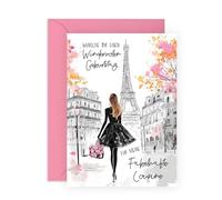 Central 23 Geburtstagskarte Cousine Paris Eiffelturm Schöne Geschenkidee Verwandte Für Sie Mädchen Frauen Reise Motiv Grußkarte Süßes Design Inklusive Aufkleber Von