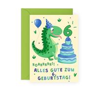 Central 23 Geburtstagskarte für Jungen - Karte zum 6. Geburtstag - 6 Jahre alt - Geburtstagsgeschenk für Kinder - Alter 6 - mit Aufklebern - von