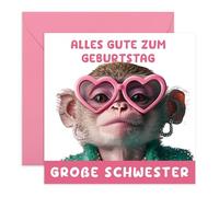 Central 23 Große Schwester Geburtstagskarte Affe Lustig Witzig Frauen Mädchen Kommt Mit Aufklebern Geburtstagsgeschenk Niedliches Geschenk Von