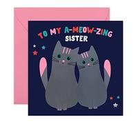 Central 23 - Jolie carte d'anniversaire pour sœur - « To My A-Meow-Zing Sister » - Carte d'anniversaire pour sœur - Jolies cartes d'anniversaire pour sœur - Livré avec de jolis autocollants