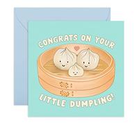 CENTRAL 23 - Jolie carte de naissance - « Congrats on your new dumpling - Carte de félicitations - Adorable carte de naissance pour bébé garçon - Livrée avec des autocollants amusants