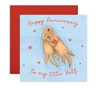Central 23 - Jolies cartes d'anniversaire pour femme - « Happy Anniversary To My Otter Half » - Carte d'anniversaire amusante pour lui - Cartes de vœux pour femme - Cadeau pour mari