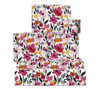 CENTRAL 23 Lot de 6 feuilles de papier cadeau blanc avec motif fleurs en acrylique pour mariage, fête prénuptiale, anniversaire - Livré avec autocollants