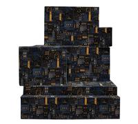 CENTRAL 23 Lot de 6 feuilles de papier cadeau bleu marine - Motif horizon de la ville nocturne - 6 feuilles de joli papier cadeau d'anniversaire - Pour homme et femme - Livré avec autocollants