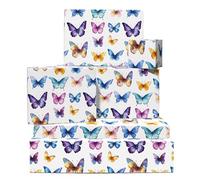 CENTRAL 23 Lot de 6 feuilles de papier cadeau en forme de papillon - Joli motif de papillons aquarelle - Papier cadeau pour anniversaire, anniversaire de mariage, baptême - Recyclable