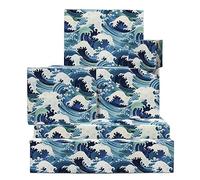 CENTRAL 23 Papier cadeau bleu - 6 feuilles de papier cadeau d'anniversaire - Inspiré de la grande vague japonaise - Thème océan - Pour enfants, hommes et femmes - Recyclable