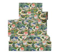 CENTRAL 23 Papier cadeau d'anniversaire pour filles - Cottagecore Village Floral - 6 feuilles de papier cadeau esthétique pour femme - Livré avec des autocollants - Recyclable