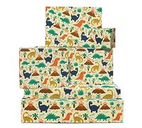 CENTRAL 23 Papier cadeau dinosaure - Joli papier cadeau - Papier cadeau pour bébé garçon - Pour anniversaire, fête prénatale, Noël - Livré avec des autocollants amusants - Recyclable