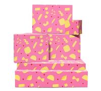 CENTRAL 23 Papier cadeau rose - Pasta Love Hearts - 6 feuilles de papier cadeau pour Noël, anniversaire, anniversaire de mariage - Comprend des étiquettes - Emballage cadeau amusant pour femme, homme