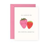 Central 23 Süße Erdbeer Geburtstagskarte Für Sie Gruß Frauen Mädchen Tochter Kinder Nichte Beeren Aufkleber Von