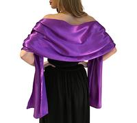 Central Chic Belle Écharpe Châle Étole Pashmina En Satin Cérémonies Fêtes Mariage Ivoire Noir Blanc Or Violet Argent Gris 2 Taille S-M & L-XL (L-XL, Violet)
