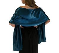 Central Chic Belle Écharpe Châle Étole Pashmina En Satin Cérémonies Fêtes Mariage Ivoire Noir Blanc Or Violet Argent Gris 2 Taille S-M & L-XL (S-M, Teal)