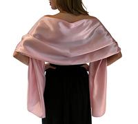 Central Chic Belle Écharpe Châle Étole Pashmina En Satin Cérémonies Fêtes Mariage Ivoire Noir Blanc Or Violet Argent Gris 2 Taille S-M & L-XL (L-XL, Rose Doux)