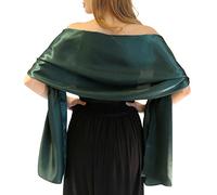 Central Chic Belle Écharpe Châle Étole Pashmina En Satin Cérémonies Fêtes Mariage Ivoire Noir Blanc Or Violet Argent Gris 2 Taille S-M & L-XL (S-M, Vert Emerald)