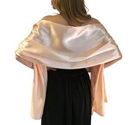 Central Chic Belle Écharpe Châle Étole Pashmina En Satin Cérémonies Fêtes Mariage Ivoire Noir Blanc Or Violet Argent Gris 2 Taille S-M & L-XL (S-M, Rose Nude)