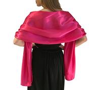 Central Chic Belle Écharpe Châle Étole Pashmina En Satin Cérémonies Fêtes Mariage Ivoire Noir Blanc Or Violet Argent Gris 2 Taille S-M & L-XL (L-XL, Rose Chaude)