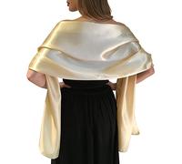 Central Chic Belle Écharpe Châle Étole Pashmina En Satin Cérémonies Fêtes Mariage Ivoire Noir Blanc Or Violet Argent Gris 2 Taille S-M & L-XL (L-XL, Or Champagne)