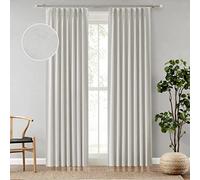 Central Park Lot de 2 Rideaux occultants plissés en Lin Naturel mélangé pour Salon, Chambre à Coucher, Isolation Thermique avec Pattes arrière avec Crochets, 101,6 cm de Large x 213,4 cm de Long