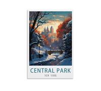 Central Park New York - Affiches de voyage vintage - Impression sur toile pour salon, chambre à coucher, dortoir, maison, bureau (40 x 60 cm)