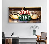 Central Perk Cafe Peinture sur toile Friends TV Show Affiches et impressions Art mural scandinave pour salon Décoration d'intérieur 60x125cm(24x49in) avec cadre