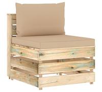 Central Sectional Sofa with Cushions, Impregnated Green Wood - Rustic Outdoor Patio Furniture for Garden, Terrace & Living Room, Durable Pine Wood, Modular Design, Weather-Resistant, Easy Assembly