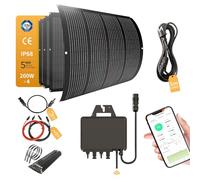 Centrale de Balcon 800W_RC® MI2S-800D + 4 Panneaux solaires Flexibles 200 W + câble de raccordement Secteur AC de 5 m + 2 rallonges CC MC4 1,2 m/2 m x 2 m + Bande en Acier Inoxydable