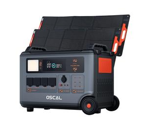 Centrale électrique portable OSCAL PowerMax 6000 6000W 3600Wh LiFePO4 Générateur solaire extensible avec 4 prises CA 2*PM200 Pro noir