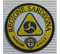 Centre brodé Patch écusson brodé en HD/Jacquard (haute définition) Région Sardaigne, protection vile thermoadhésive, micro fil, diamètre : 7 cm - Fabriqué en Italie