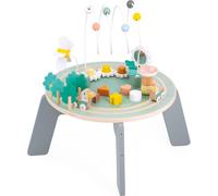 Janod - Table d'Activités en Bois Sweet Cocoon - 9 Activités pour Enfants - Jouet d'Éveil - Développement Motricité Fine - Table en Bois FSC - Thème Jardin - Dès 12 Mois,J04045