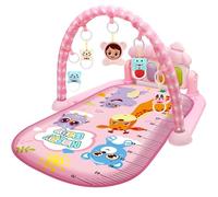 Centre d'activités pour bébé avec musique et lumière, tapis de jeu de gymnastique pour bébé sûr et facile avec pendentif hochet, tapis jeu amovible avec planche réglable pour nouveau-nés tout-p