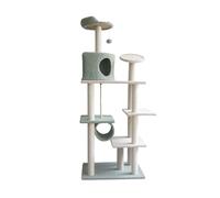 Centre d'activités pour chat avec éléments de jeu interactifs, tour pour chat du sol au plafond pour petits espaces, mobilier moderne pour chat