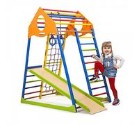 Centre d'activités pour Enfants ˝KindwoodColor˝ Espalier Suédois Cage à Grimper Toboggan Echelle de Corde, EU entrepôt, Certificat