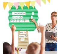 Centre d'apprentissage visuel, programme interactif pour Enfant, tableaux de tâches | Cartes de routine d'arbre suspendues au mur, système de gestion de salle de classe et de maison avec poches spaci