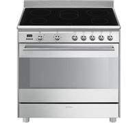 Smeg Piano de cuisson vitrocéramique SCD91CMX9 – 90 cm, 5 foyers, four multifonction 115 L